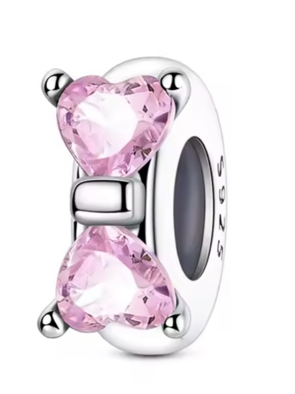 New Sterling Silver Pink Heart Crystal Charm